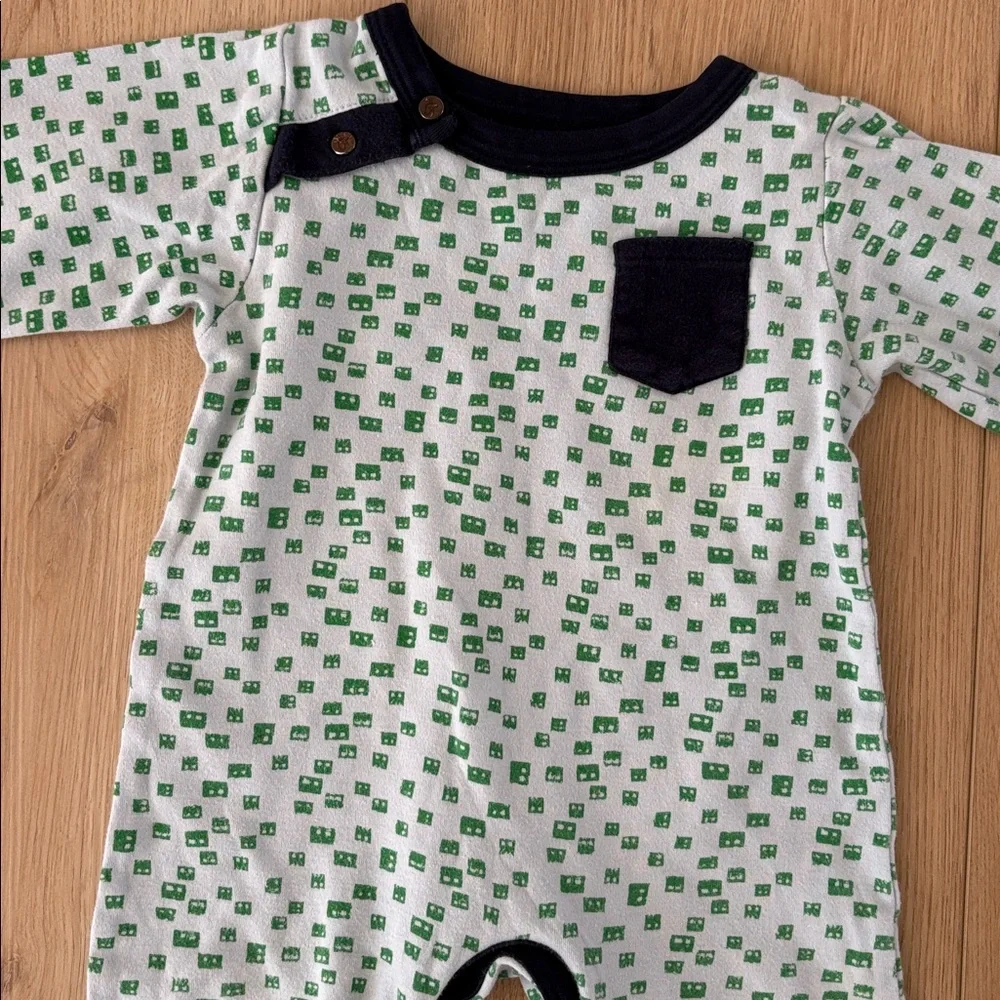 Finn + Emma‎ Organic Cotton Footed One Piece 9-12M Green Print Baby Pajamas
